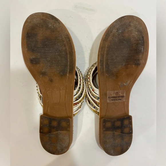 Venus Strappy Multicolored Rhinestone & Sequin Flip Flop Sandals Size 7 - Picture 9 of 10